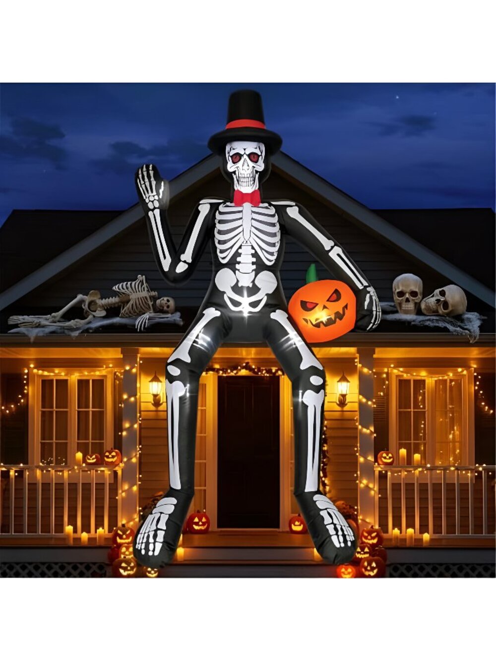 14FT Halloween Inflatable Sitting Skeleton Decorations Outdoor